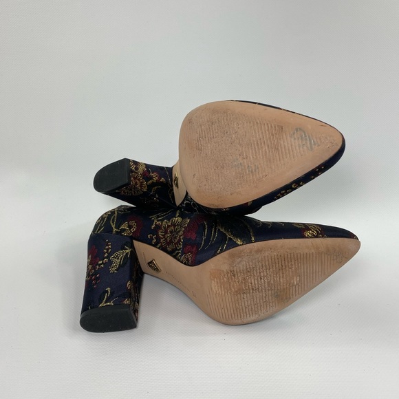 ANTONIO MELANI VALO JACQUARD NAVY BLOCK HEELS - Picture 5 of 7
